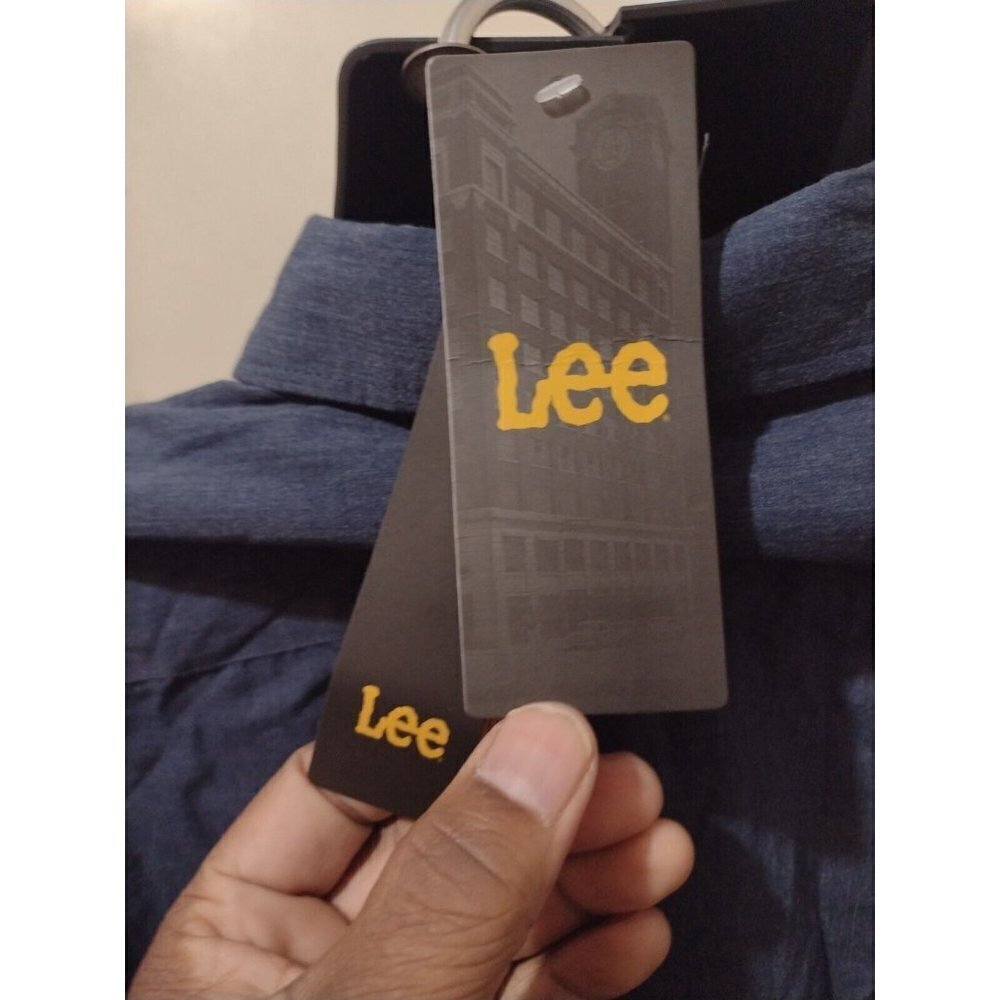 NWT New Men's Lee Easy Care Soft Handfeel Long Sleeve Button Shirt XL Blue - Picture 7 of 12